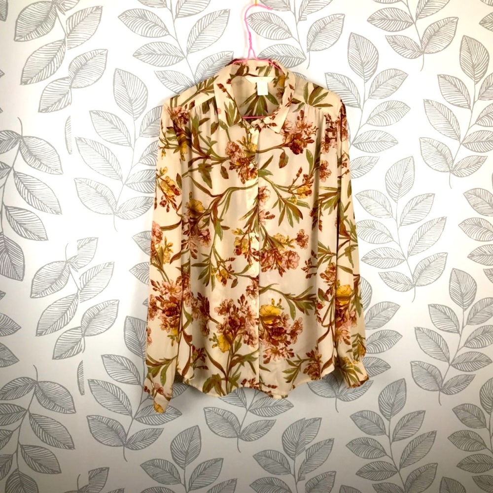 H&M | floral button down blouse